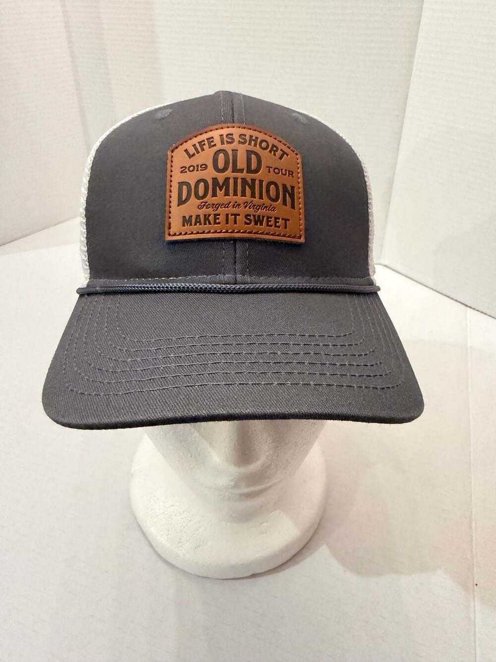Old Dominion 2019 Tour Trucker Hat Size One Size Grey White Leather Patch